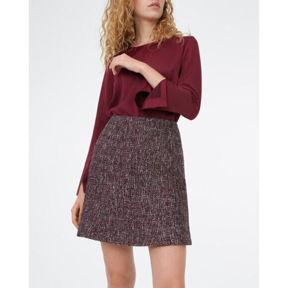 CLUB MONACO Alvara Wool Blend Tweed A-Line Skirt Sz 4 Blue Green - Picture 5 of 6